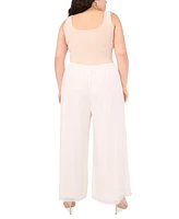 Msk Women's Plus Chiffon Wide-Leg Pull-On Pants