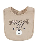 Hudson Baby Infant Girl Cotton Bibs, Sassy Cheetah, One Size
