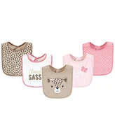 Hudson Baby Infant Girl Cotton Bibs, Sassy Cheetah, One Size