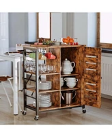 Storage Cabinet with Wheels, Multipurpose Kitchen Cart Cabinet with Shelves
