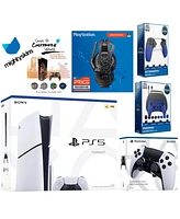 Sony Playstation 5 Slim Disc Bundle with Extra Edge Controller, Plantronics Headset, Pro Gamer Kit, Trigger Kit and MightySkins Decal Voucher