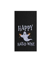 Happy Hallo-Wine Halloween Embroidered Cotton Waffle Weave Kitchen Towel