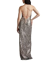 Tadashi Shoji Koda Animal Sequin Halter Gown