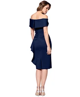 Xscape Women's Off-The-Shoulder Draped Scuba Sheath Dress
