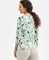 Style & Co Plus Printed 3/4-Sleeve Knit Top