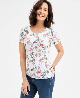 Style & Co Women's Printed Scoop-Neck Short-Sleeve Top, Exclusively at Macy's