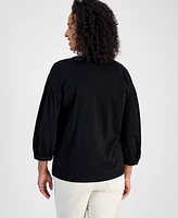 Style & Co Women's 3/4 Sleeve Split-Neck Top, Exclusively at Macy's