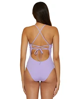 Becca Women's Fiesta Plunge-Neck One-Piece Swimsuit