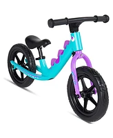 RoyalBaby Dinosaur 12 Inch Lightweight Magnesium Alloy Frame Toddler Kids Balance Bicycle with Adjustable Seat for Boys and Girls Ages 3 to 5, Teal