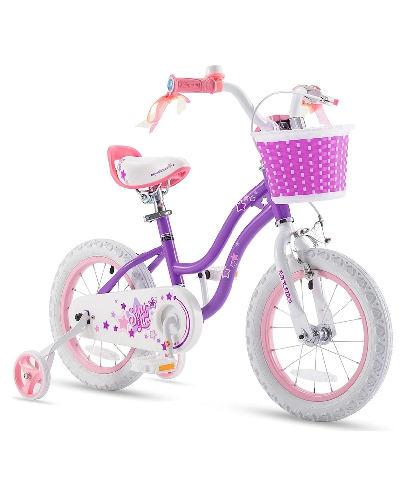 RoyalBaby Stargirl 16" Kid Bicycle with Kickstand & Training Wheels, Purple