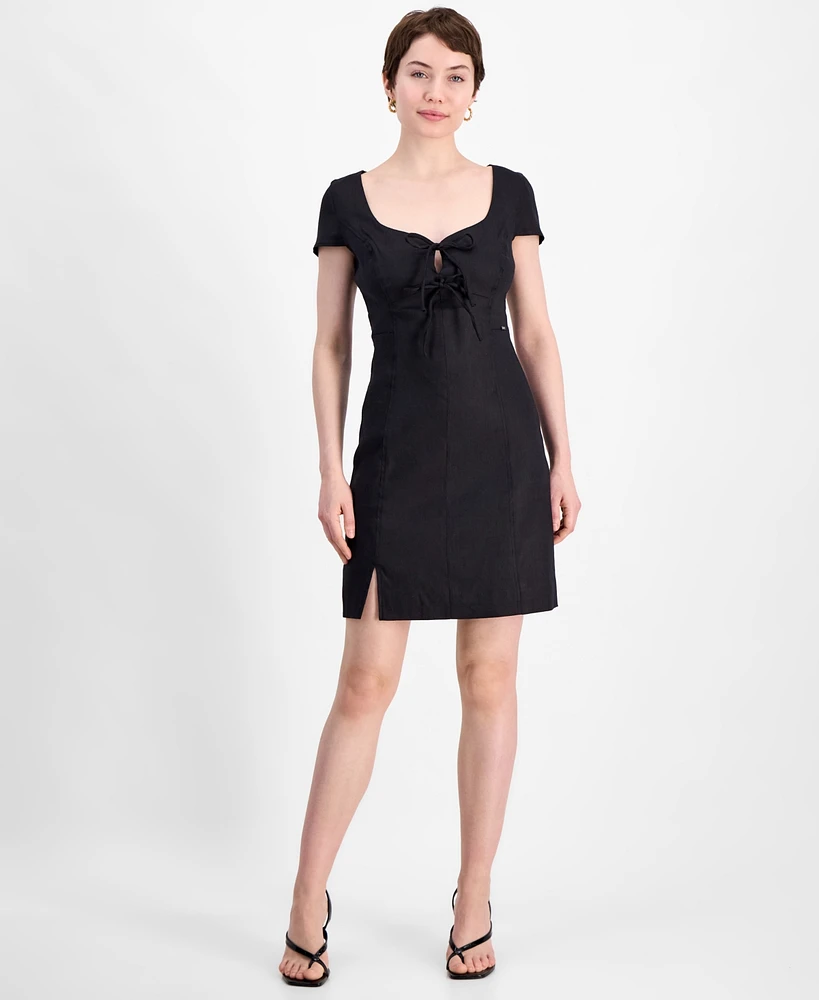 Guess Women's Short-Sleeve Double-Bow Mini Dress
