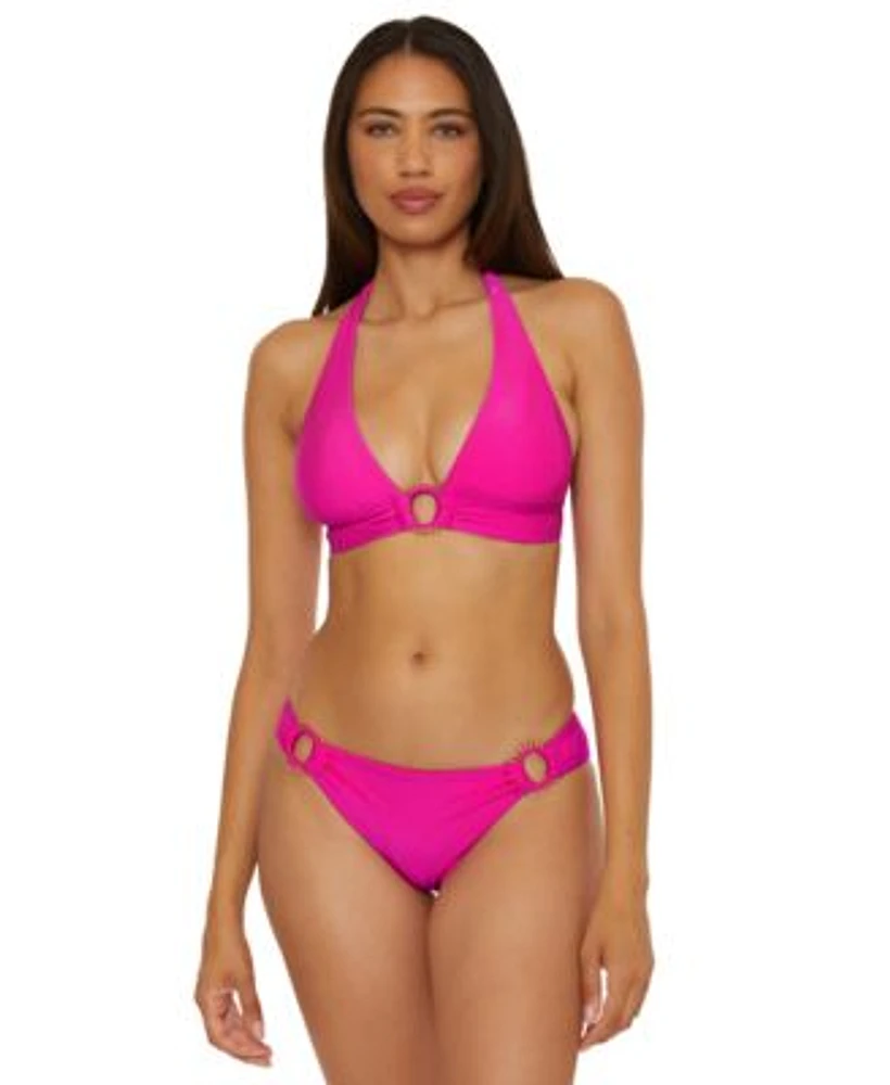 Becca Womens Monte Carlo Shiny Rib Bikini Top Hipster Bottoms