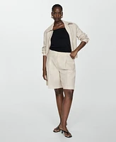 Mango Women's Linen Bermuda Shorts
