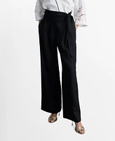 Mango Women's Contrast Stripe Linen Trousers