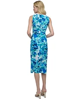 Dkny Women's Crossover Ruched Sleeveless Jersey Dress