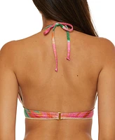 Becca Women's Mirage Lace-Up Metallic Halter Bikini Top