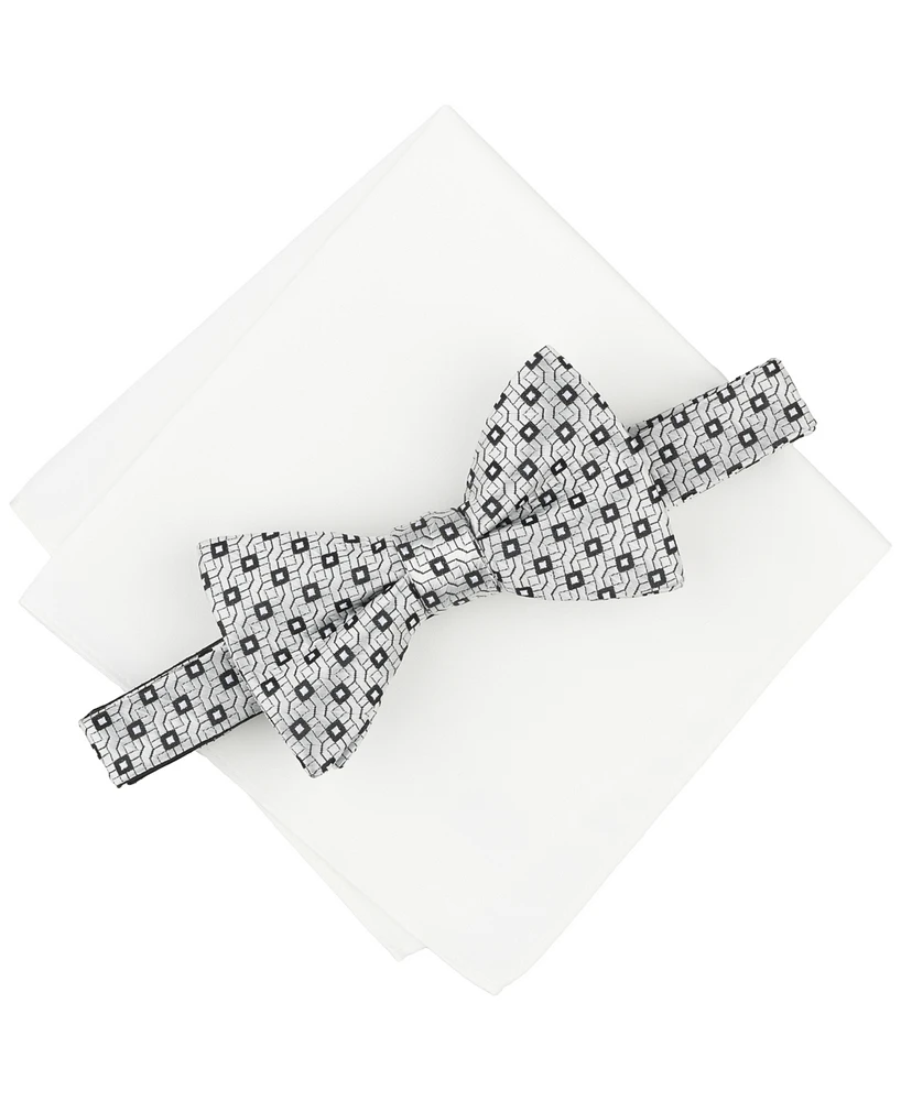Alfani Men's Alene Geo-Pattern Bow Tie & Solid Pocket Square Set, Exclusively at Macy's