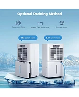 Kismile 1,500 Sq. Ft. Dehumidifier for Bathroom, Basement, Bedroom & Large Rooms, White, Auto/Manual Drain, 3 Modes, Auto Defrost, Dry Clothes, 12H Ti