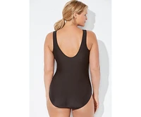 Swimsuits for All Plus Chlorine Resistant High Neck One Piece Swimsuit