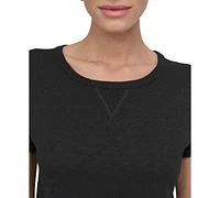 Dkny Sport Women's V-Inset Roll-Sleeve T-Shirt
