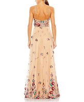 Women's Embellished Floral Detail A Line Gown