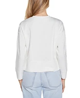 Belldini Women's Scuba Knit Drop-Shoulder Crewneck Top