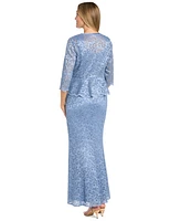 R & M Richards Women's Glitter Lace Gown Jacket
