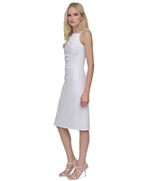 Dkny Women's Cotton Square-Neck Ruched Sleeveless Dress