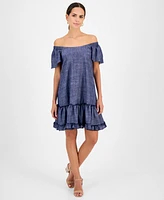 Robbie Bee Women's Square-Neck Short-Sleeve Shift Dress