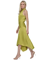 Dkny Women's Halter Ruched Asymmetric-Hem Dress