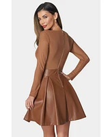 Bebe Women's Faux Leather Flare Dress