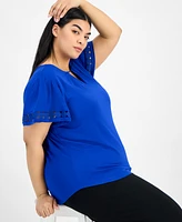 Anne Klein Plus Harmony Bell-Sleeve Top