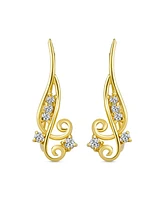 Bling Jewelry Trendy Scroll Swirl Ear Cuff Cartilage Earrings 14K Gold Plated Sterling Silver