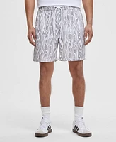 Mode of One Men's Woodgrain Relaxed-Fit Printed 6-1/2" Shiny Twill Shorts, Exclusively at Macy's