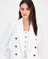 Tahari Asl Women's Linen-Blend Double-Breasted Blazer