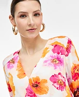 I.n.c. International Concepts Women's Printed Surplice Blouse, Exclusively at Macy's