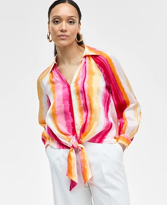 I.n.c. International Concepts Women's Printed Tie-Front Blouse, Exclusively at Macy's