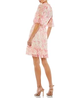 Women's Flounce Sleeve Embellished Dress