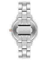 Nine West Women's Quartz Silver-Tone Metal Alloy Delicate Floral Dial Watch, 36mm