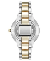 Nine West Women's Quartz Two-Tone Metal Alloy Embossed Floral Dial Watch, 36mm