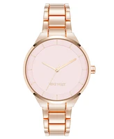 Nine West Women's Quartz Pink and Rose Gold-Tone Metal Alloy Watch, 34mm