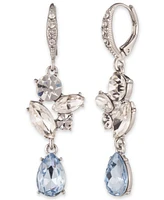 Givenchy Silver-Tone Mixed Crystal Cluster Double Drop Earrings