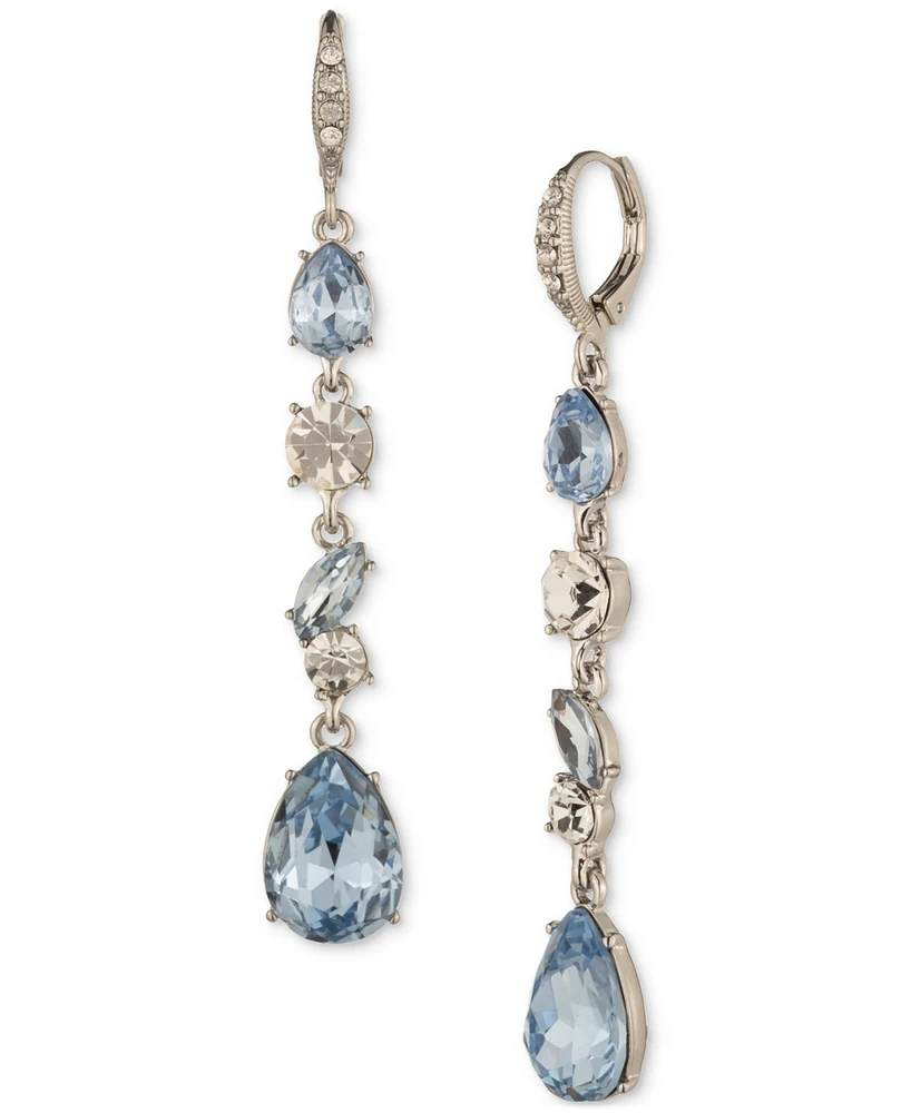 Givenchy Silver-Tone Mixed Crystal Linear Drop Earrings