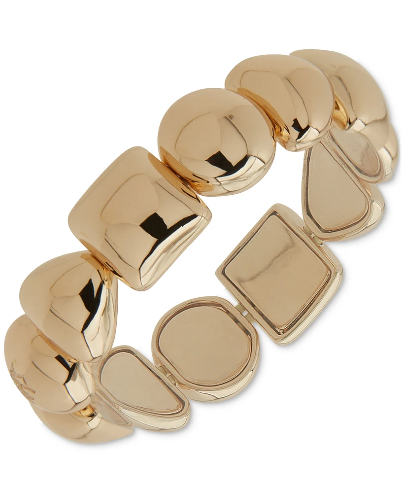 Dkny Gold-Tone Logo Puffy Shape Stretch Bracelet