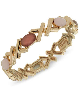 Anne Klein Gold-Tone Oval Stone Crisscross Stretch Bracelet