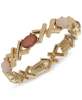 Anne Klein Gold-Tone Oval Stone Crisscross Stretch Bracelet