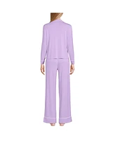 Lands' End Women's Cooling 2 Piece Pajama Set - Long Sleeve Top and Pants