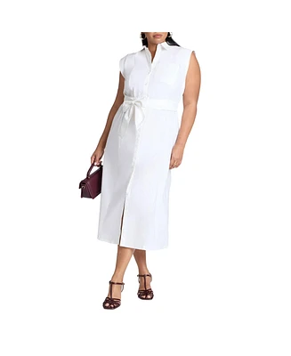 Eloquii Plus Elements Midi Sleeveless Shirt Dress