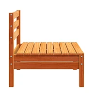 Patio Sofa Armless Wax Brown Solid Wood Pine