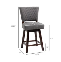 Set of 2 Swivel Counter Height Bar Stools with Rubber Wood Legs for Kitchen Island, Dining Room, Home Bar-The Pop Home